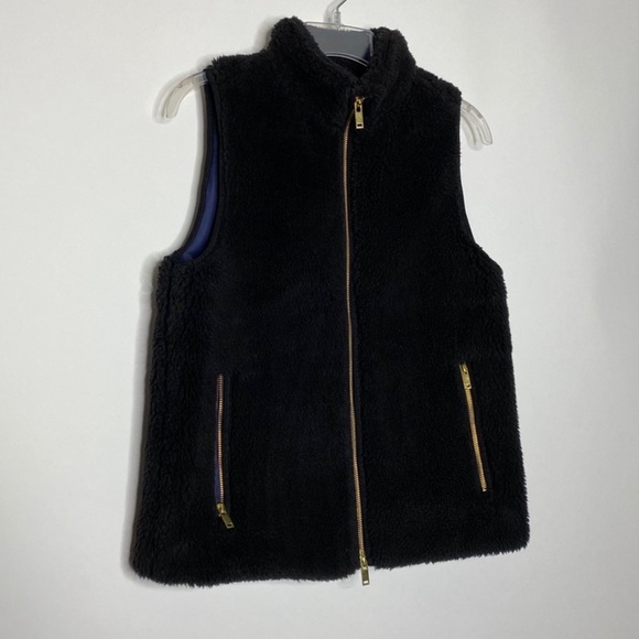 J. Crew Faux Fur Shearling Vest XS Black - Picture 7 of 10
